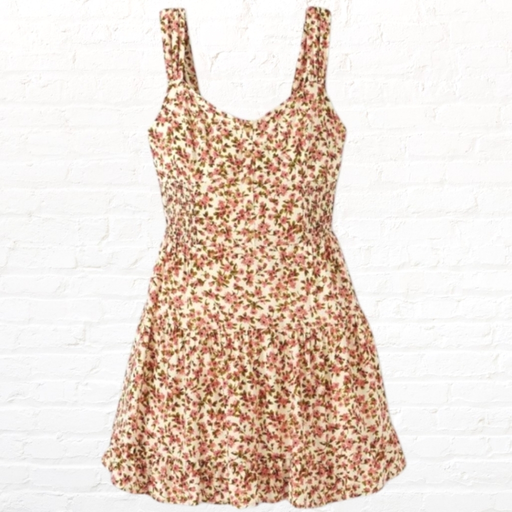 Wild Fable Beige Cream Floral Print Praire Dress